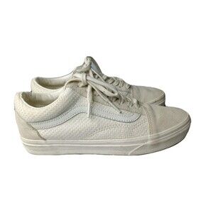 VANS Old Skool Low Top Shoes Women’s Size 8 Sneakers Woven Check White/Natural